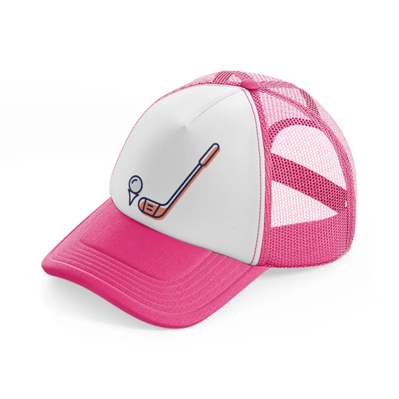 golf stick pink neon pink trucker hat