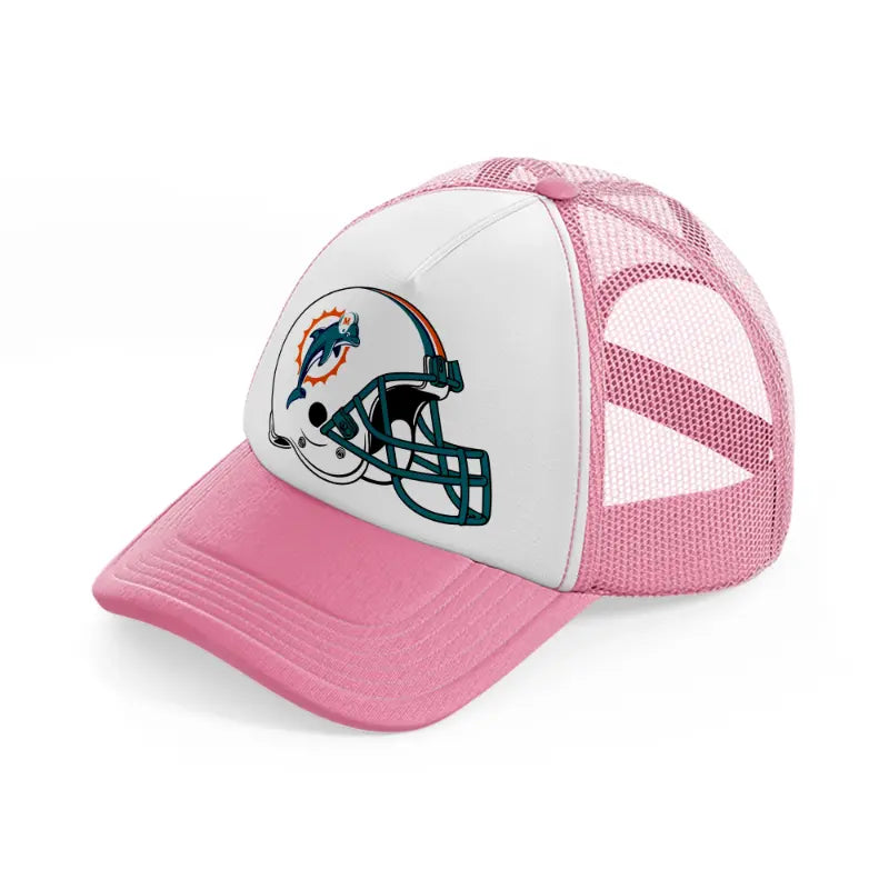 miami dolphins helmet-pink-and-white-trucker-hat