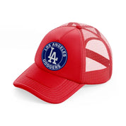 los angeles dodgers badge-red-trucker-hat