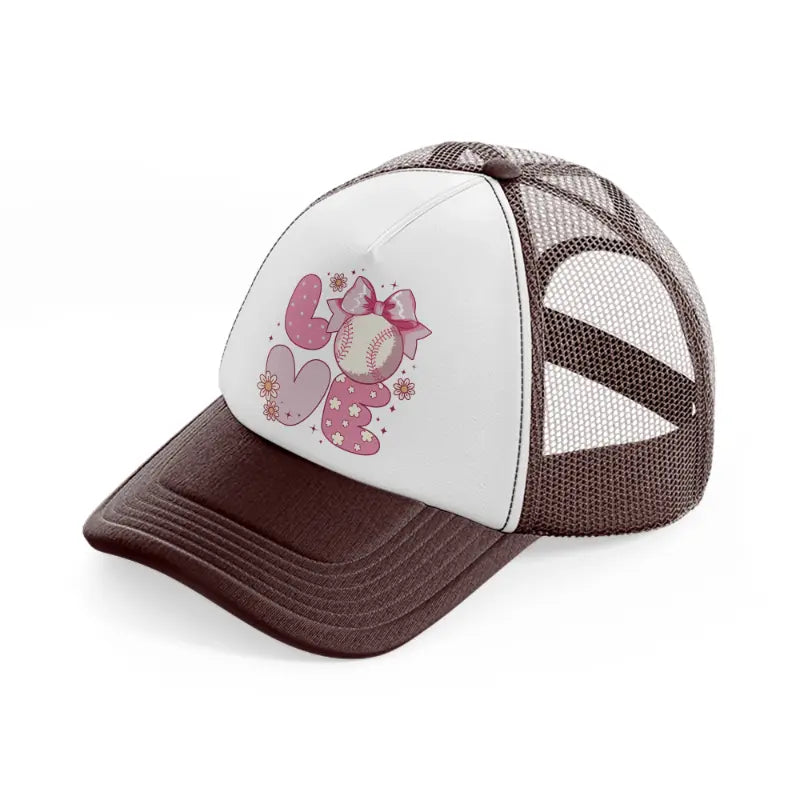 love baseball brown trucker hat