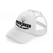 deer & beer make my happy-white-trucker-hat