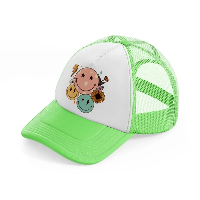 multiple smilies-lime-green-trucker-hat