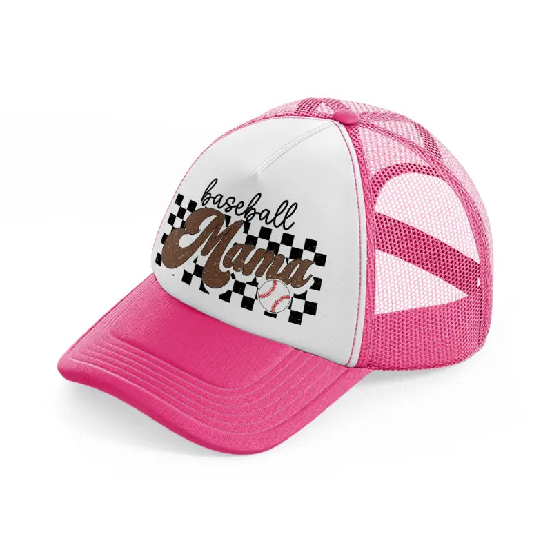 baseball mama-neon-pink-trucker-hat