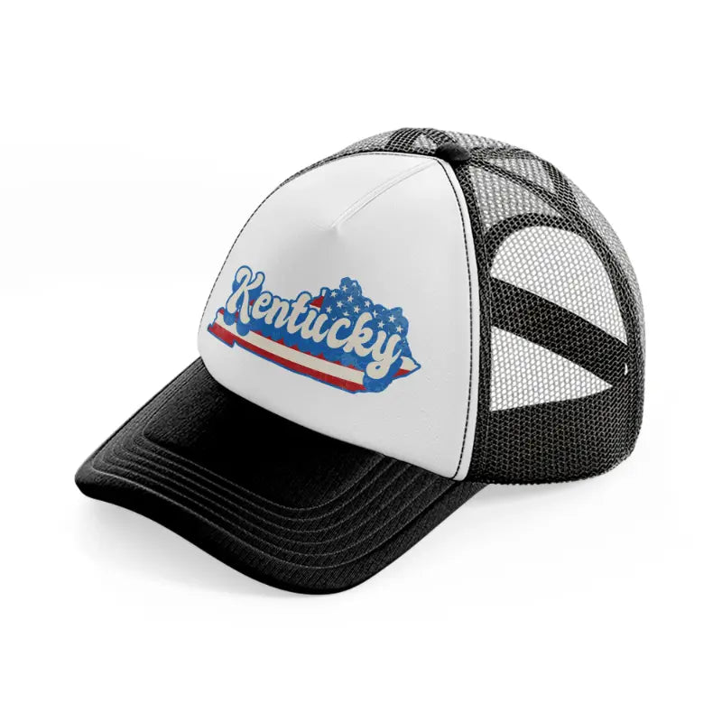 kentucky flag-black-and-white-trucker-hat