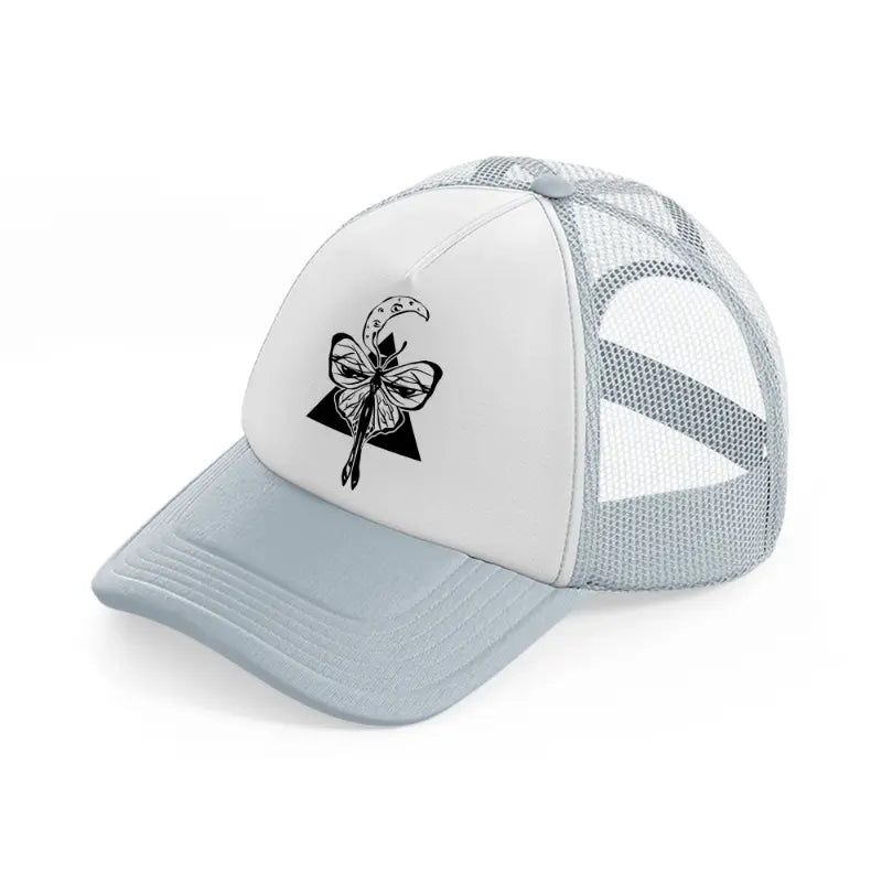 moon moth grey trucker hat