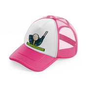 golf ball stick-neon-pink-trucker-hat