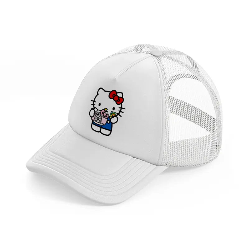 hello kitty camera white trucker hat