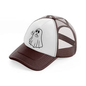 ghost showing middle finger-brown-trucker-hat