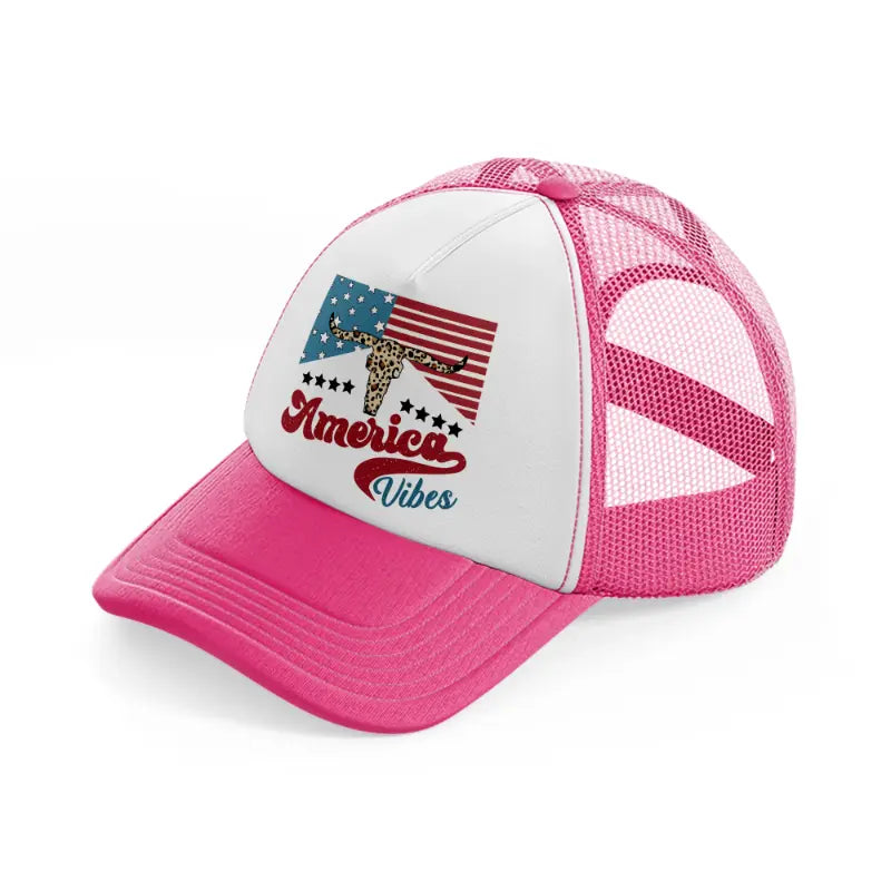 america vibes-neon-pink-trucker-hat