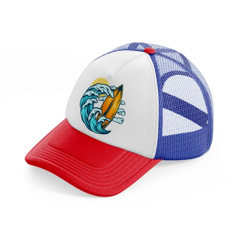 surfboard and summer waves-multicolor-trucker-hat