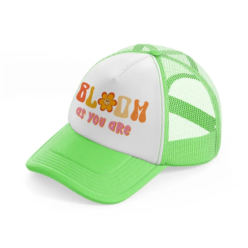 hippiehappy3 lime green trucker hat