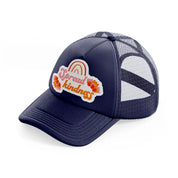 retro positive stickers (3) navy blue trucker hat