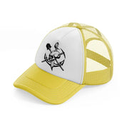 pirate skull symbol yellow trucker hat