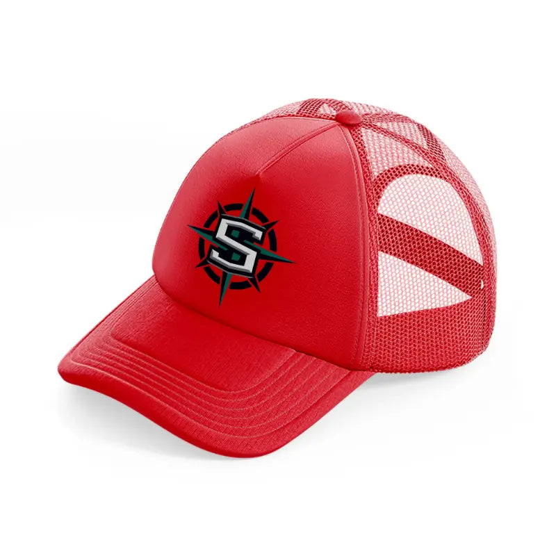 seattle mariners emblem-red-trucker-hat