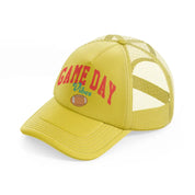 football game day vibes-gold-trucker-hat