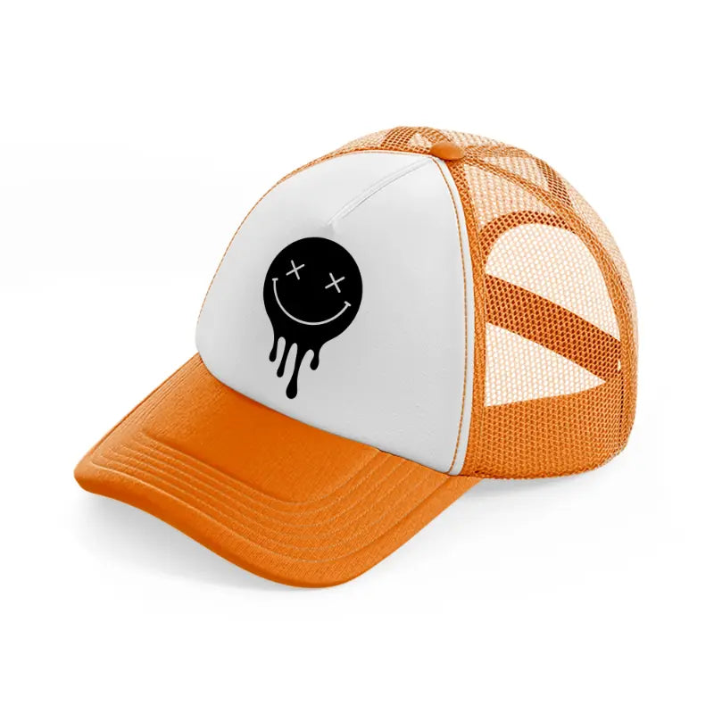 black melt smiley orange trucker hat