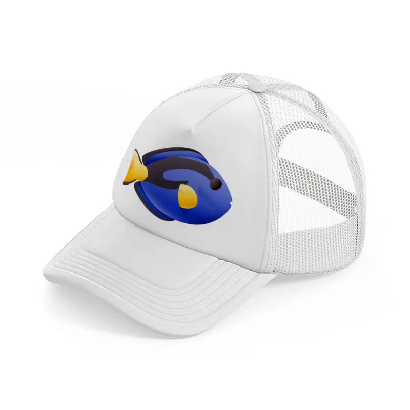 blue tang fish white trucker hat