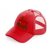 home for chirstmas therapy for new year-red-trucker-hat