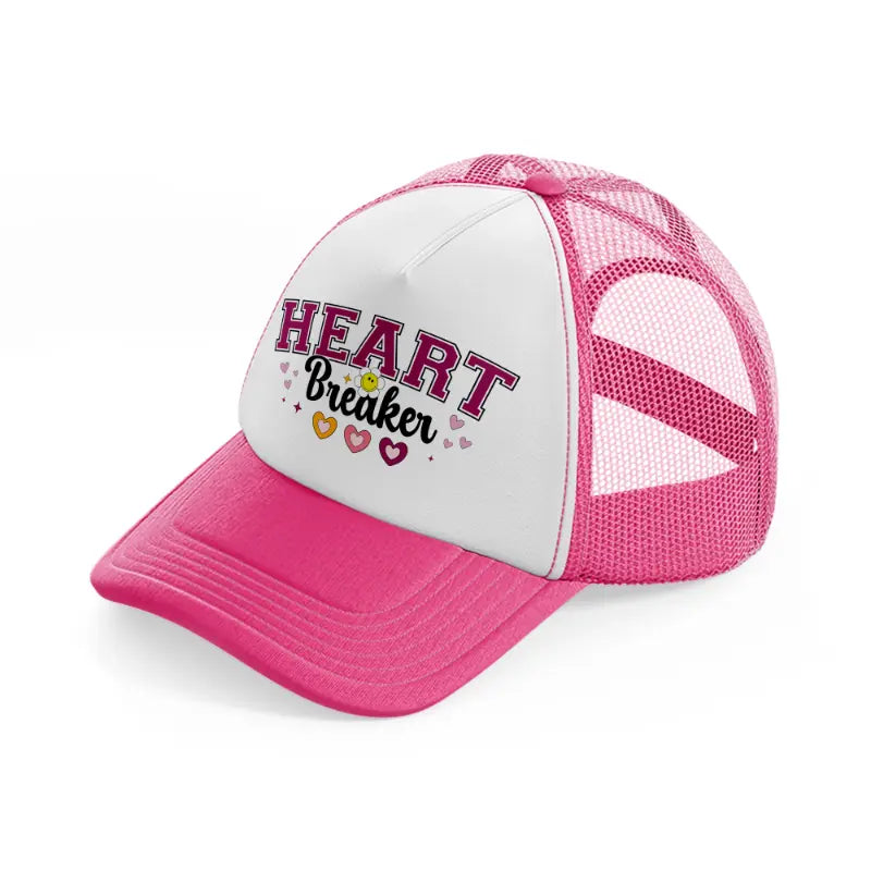 heart breaker black-neon-pink-trucker-hat