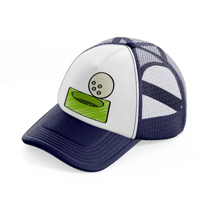 golf hole ball-navy-blue-and-white-trucker-hat
