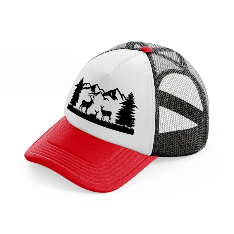 deer mountains-red-and-black-trucker-hat