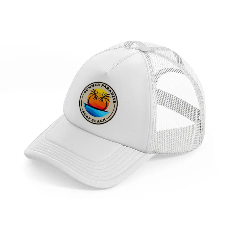 summer paradise surf beach-white-trucker-hat