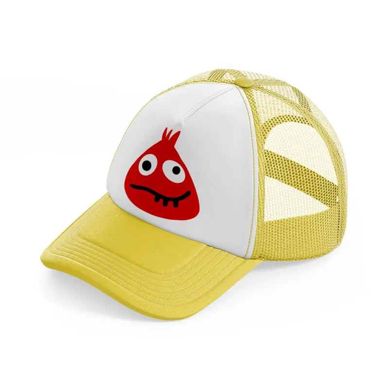 red monster yellow trucker hat