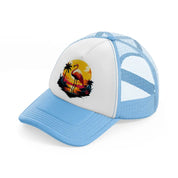 flamingo-sky-blue-trucker-hat