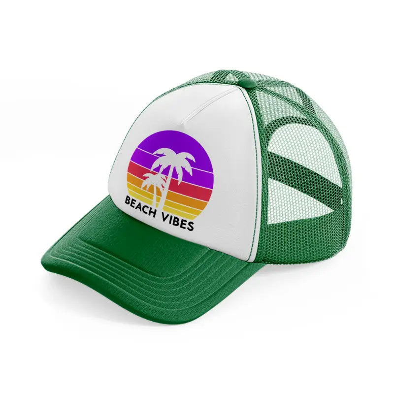 beach vibes retro sun green and white trucker hat