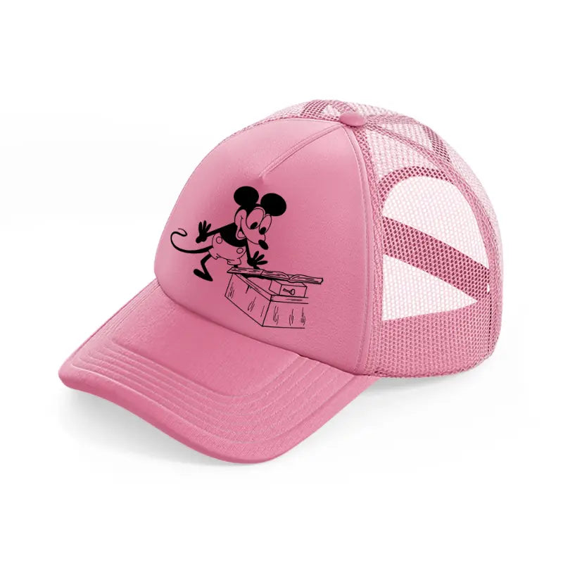 mickey reading-pink-trucker-hat