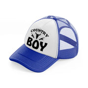 country boy blue and white trucker hat