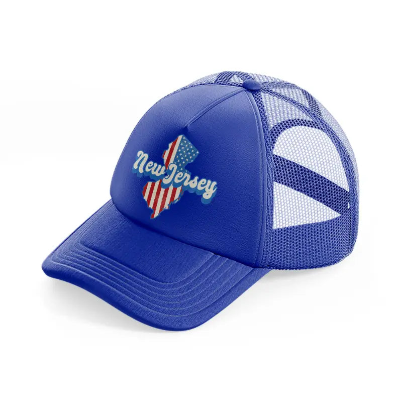 new jersey flag-blue-trucker-hat
