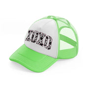 xoxo cow print-lime-green-trucker-hat