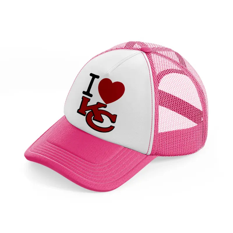i love kc-neon-pink-trucker-hat