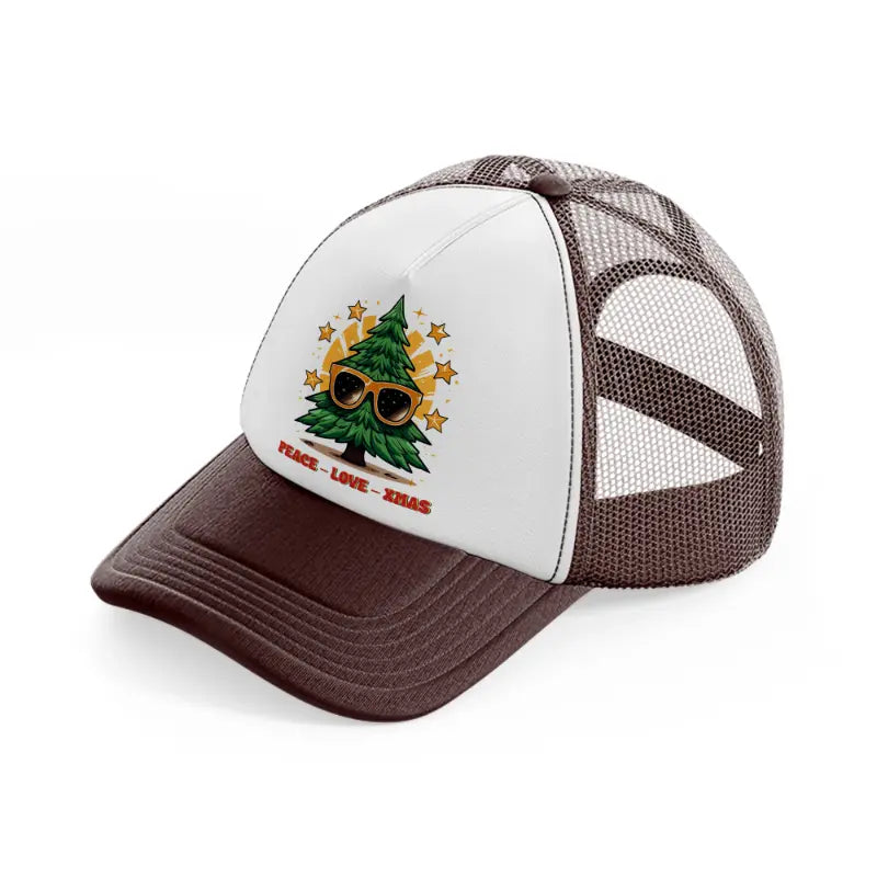 peace-love-xmas-brown-trucker-hat