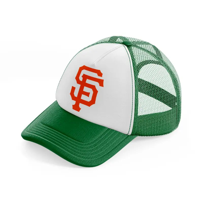 sf orange emblem-green-and-white-trucker-hat