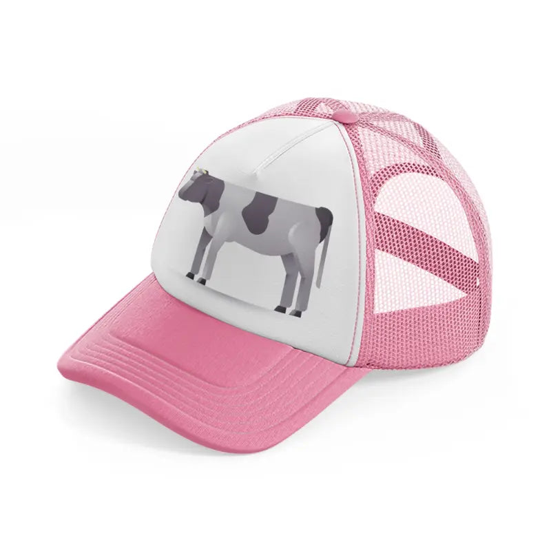 037 cow pink and white trucker hat