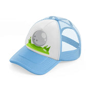 golf ball white sky blue trucker hat