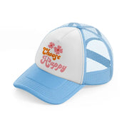 retro positive stickers (13) sky blue trucker hat