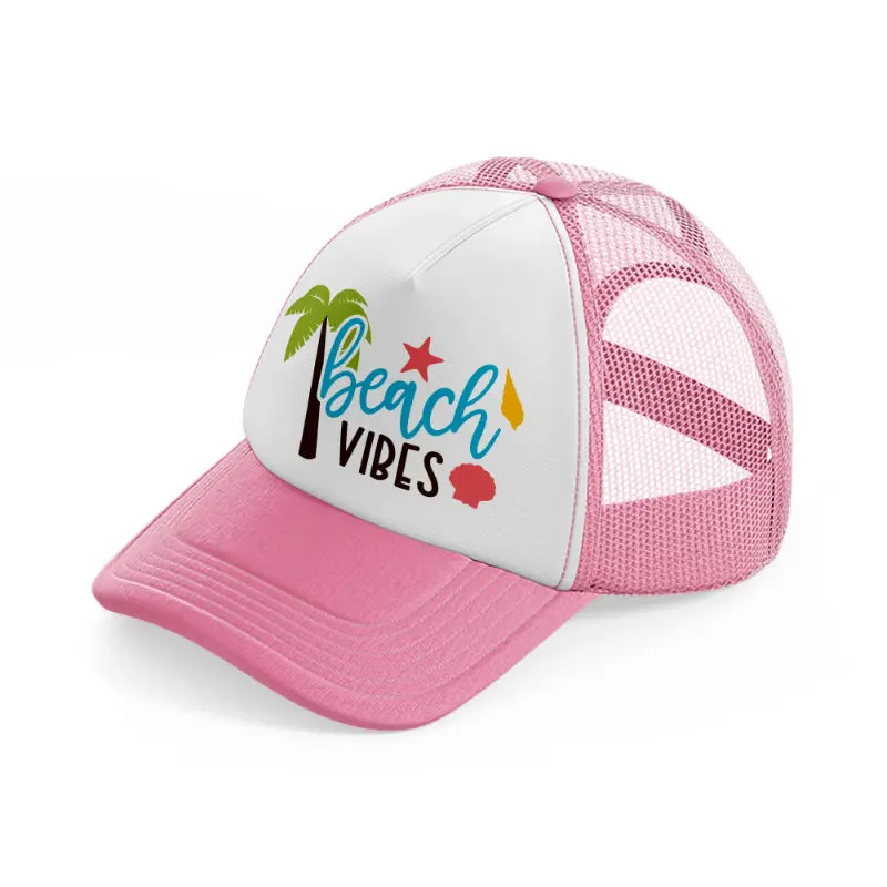 beach vibes pink and white trucker hat