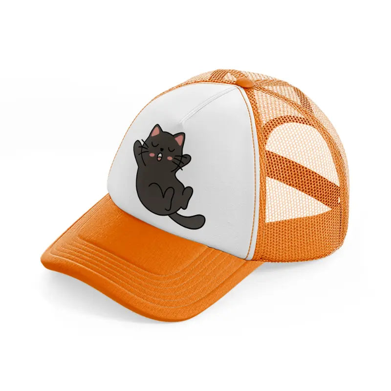 black cat-orange-trucker-hat