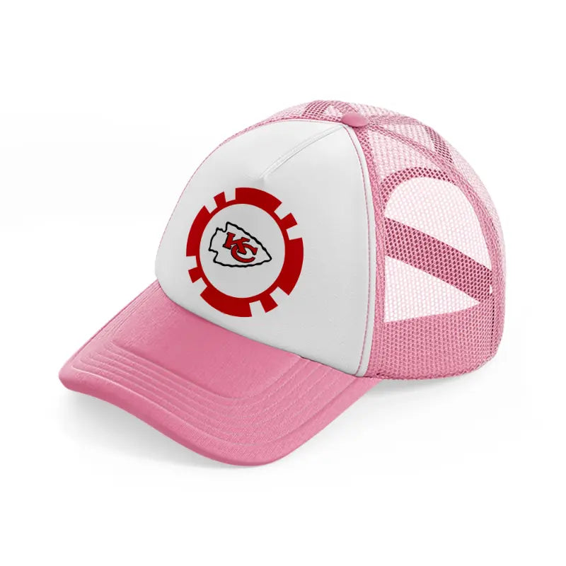 kansas city chiefs supporter-pink-and-white-trucker-hat