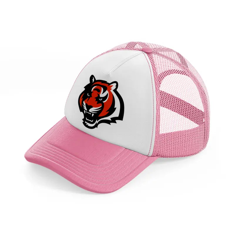 cincinnati bengals emblem-pink-and-white-trucker-hat
