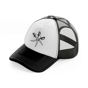 swords-black-and-white-trucker-hat