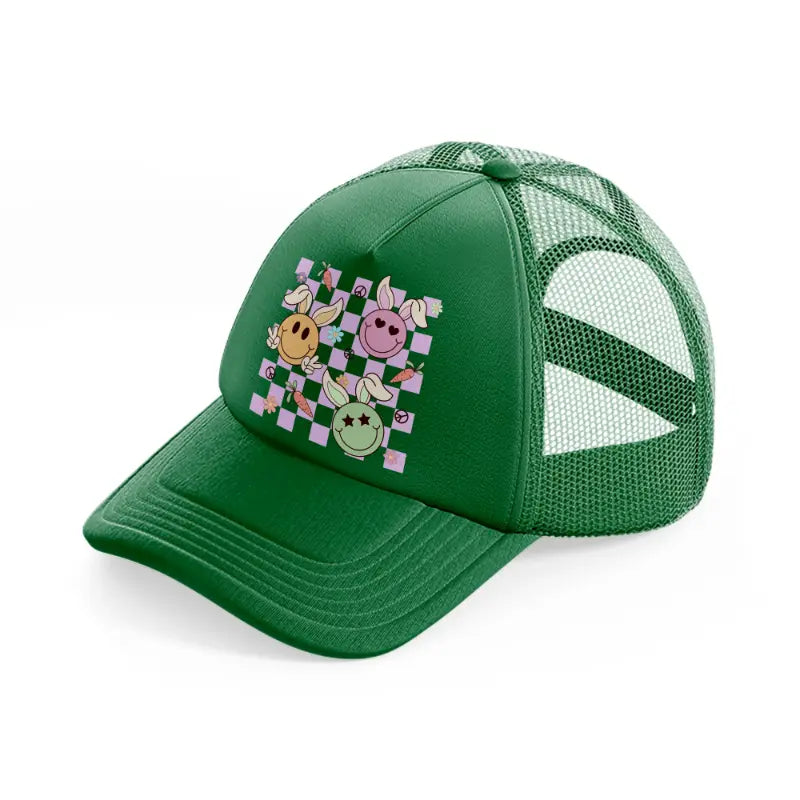 bunny smilies green trucker hat