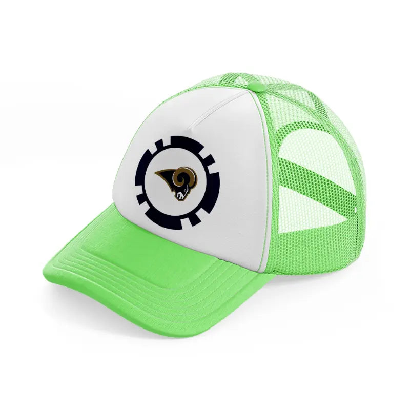 los angeles rams fan lime green trucker hat