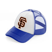 sf emblem-blue-and-white-trucker-hat