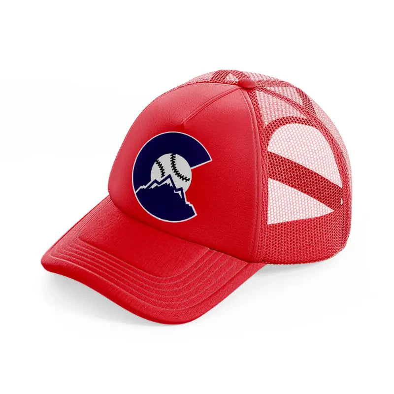 colorado rockies badge-red-trucker-hat