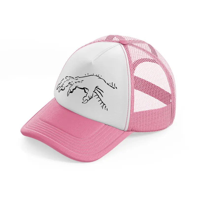 ghost hand pink and white trucker hat