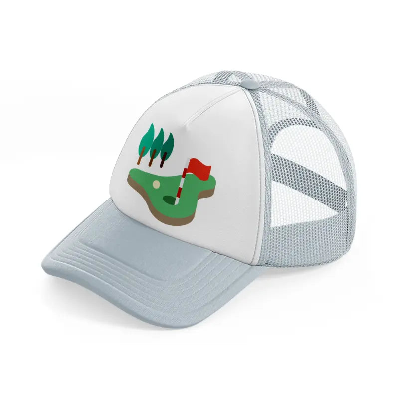 golf field trees-grey-trucker-hat